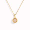 Birthstone necklace with bezel set opal pendant on a dainty gold chain