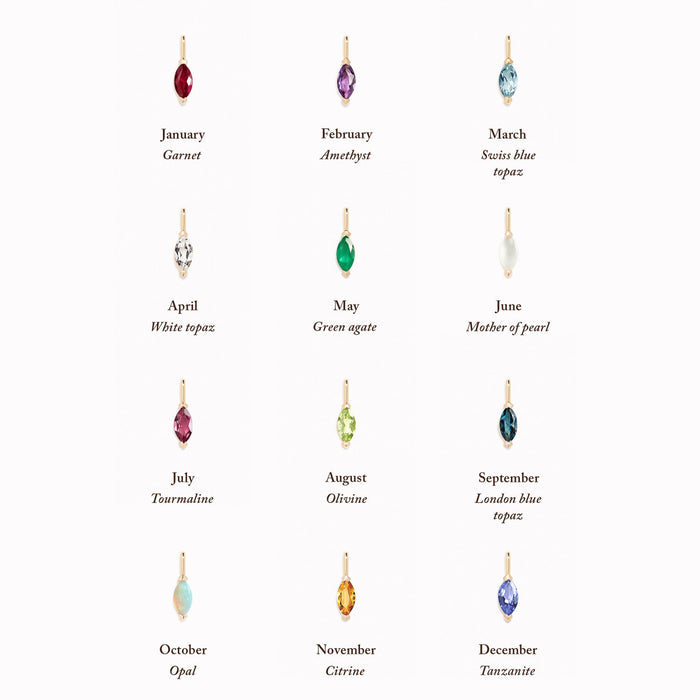 October Birthstone Pendant 14k Gold - Opal displayed with other birthstone pendants on a white background
