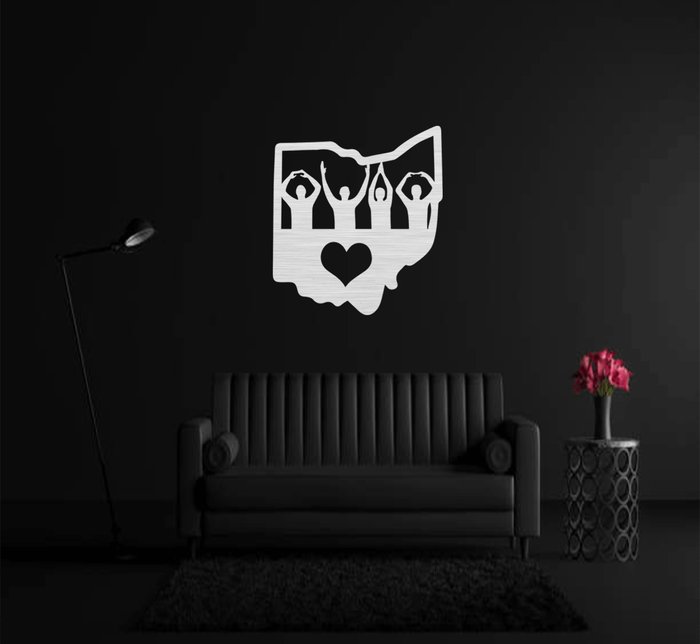 Ohio Love Metal Wall Art – Ohio State Pride Home & Office Decor