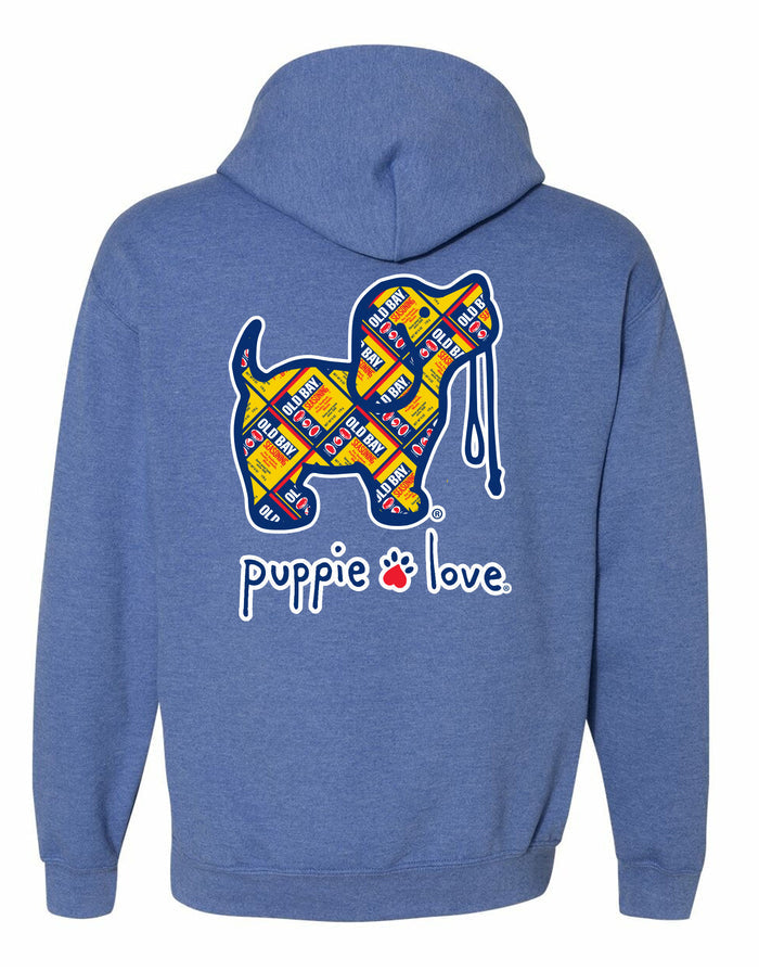OLD BAY CAN PUP, ADULT HOODIE PUPPIE LOVE x OLD BAY