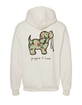 OLD SCHOOL CAMO PUP, ADULT HOODIE PUPPIE LOVE