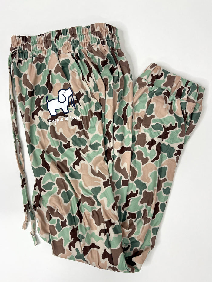 OLD SCHOOL CAMO PUP LOUNGE PANTS PUPPIE LOVE