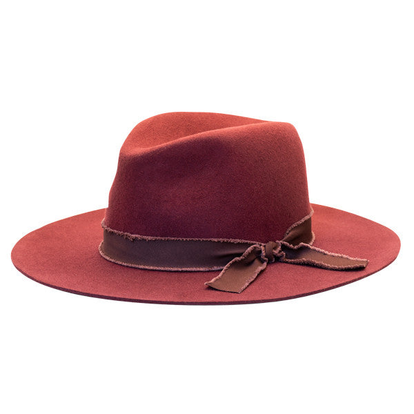 Olive & Pique - Wide Brim Floppy Wool Felt Hat - Burgundy