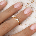 Cubic zirconia open leaf ring in gold vermeil