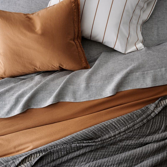 Organic Cotton Brulee Brown Eyelash Fringe King Duvet Cover