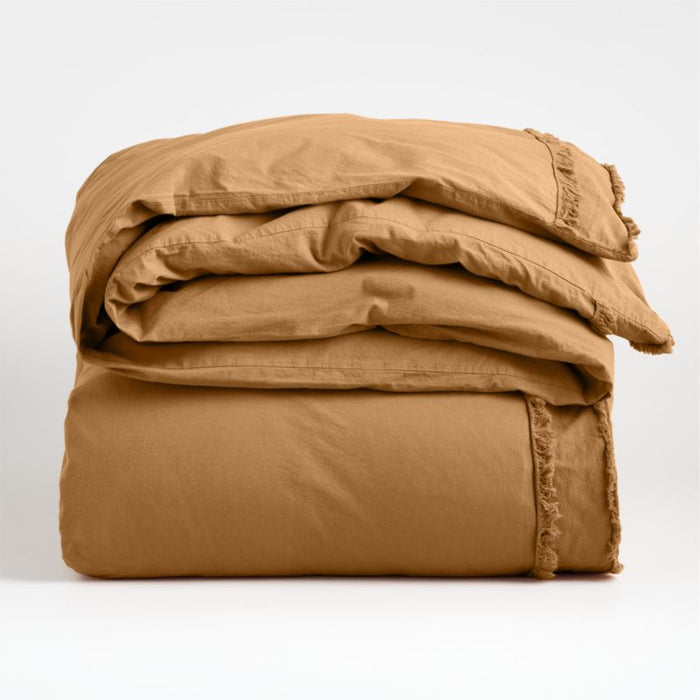 Organic Cotton Brulee Brown Eyelash Fringe King Duvet Cover
