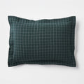 Organic Cotton Flannel Spruce Green Standard Windowpane Pillow Sham Cover