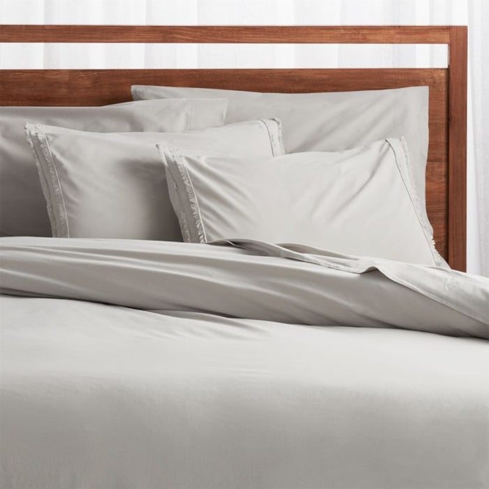 Organic Cotton Grey Eyelash Fringe King Pillow Sham