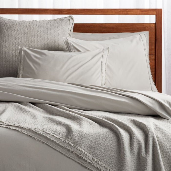 Organic Cotton Grey Eyelash Fringe King Pillow Sham