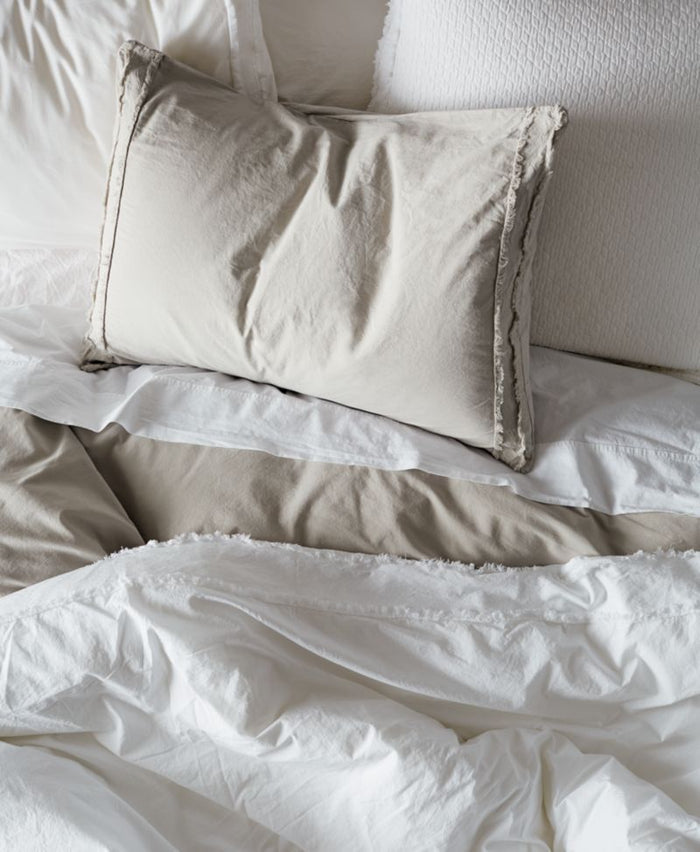 Organic Cotton Grey Eyelash Fringe King Pillow Sham