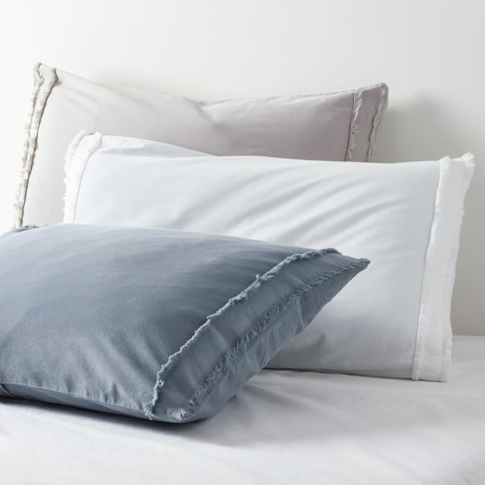 Organic Cotton Grey Eyelash Fringe King Pillow Sham