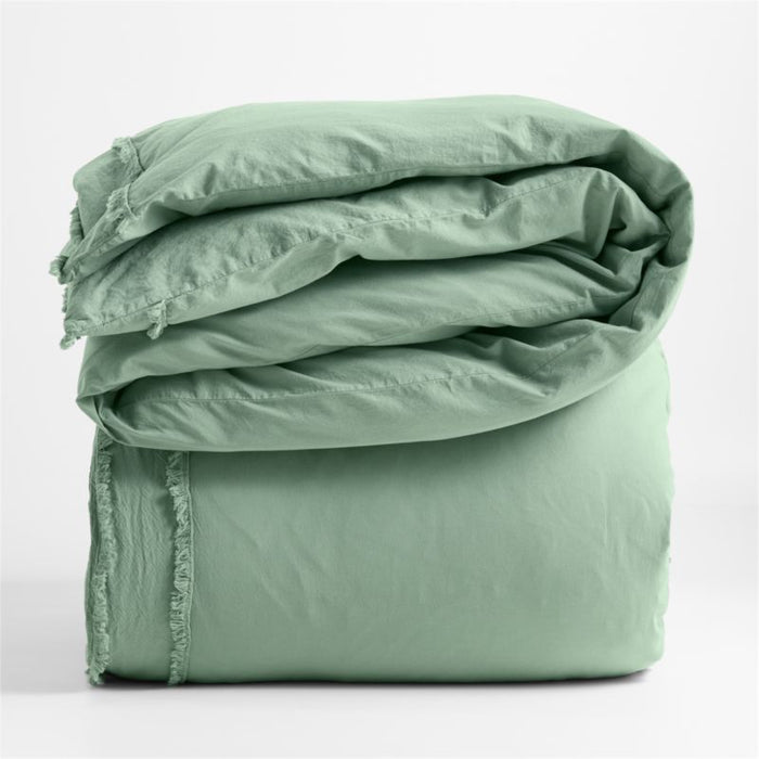 Organic Cotton Lily Pad Green Eyelash Fringe King Pillow Sham
