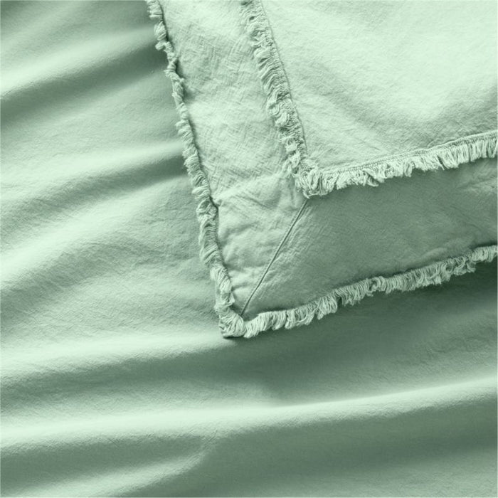 Organic Cotton Lily Pad Green Eyelash Fringe King Pillow Sham