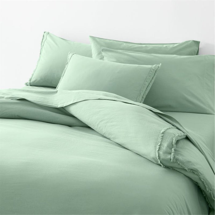 Organic Cotton Lily Pad Green Eyelash Fringe Standard Pillow Sham