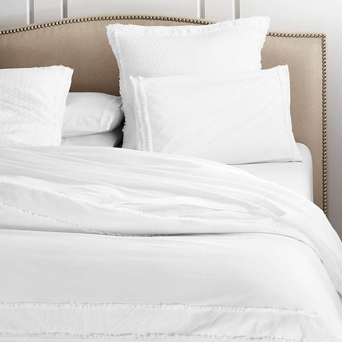 Organic Cotton White Eyelash Fringe Full/Queen Duvet Cover