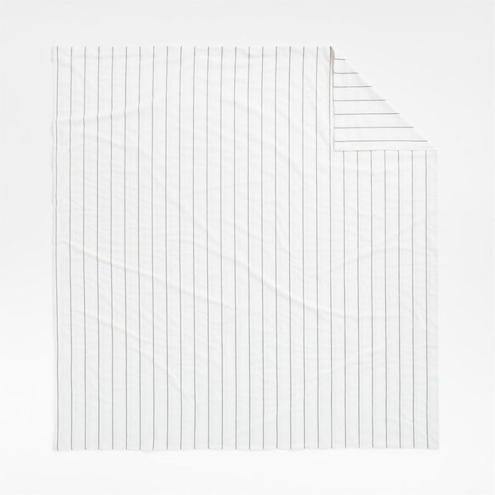 Organic Percale Cotton Striped Pewter Grey King Pillow Sham
