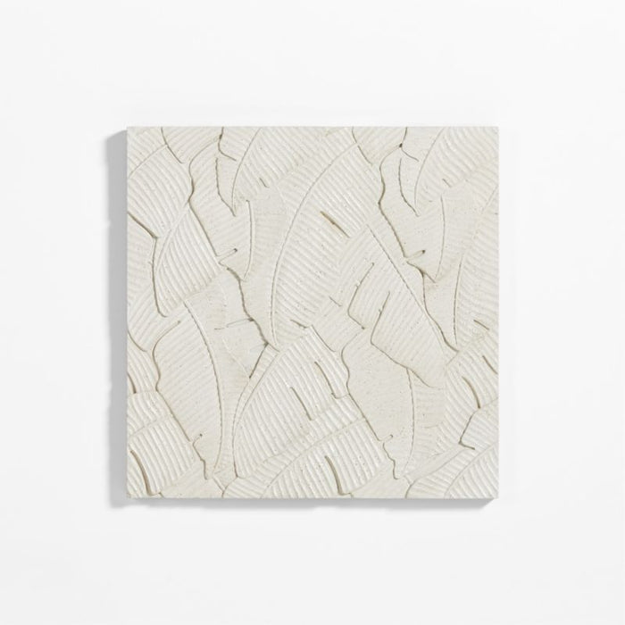 Palm White Ceramic Tile Wall Art