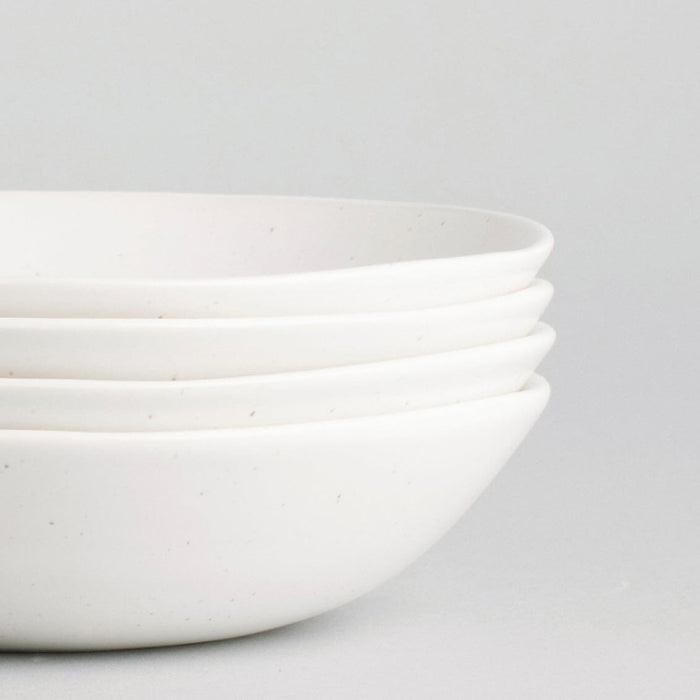 Pasta bowls dinnerware by Fable Home, shown in a speckledwhite finish. – #speckledwhite