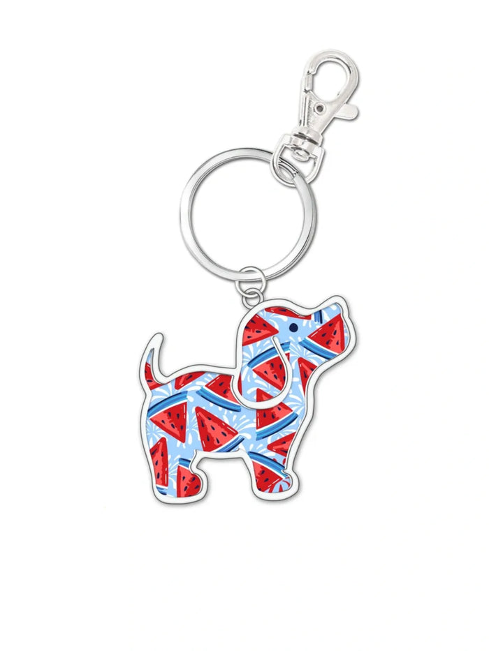PATRIOTIC WATERMELON PUP KEY RING 2024 PUPPIE LOVE