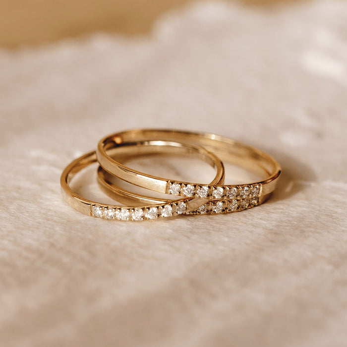 White topaz gemstone pave band in gold vermeil