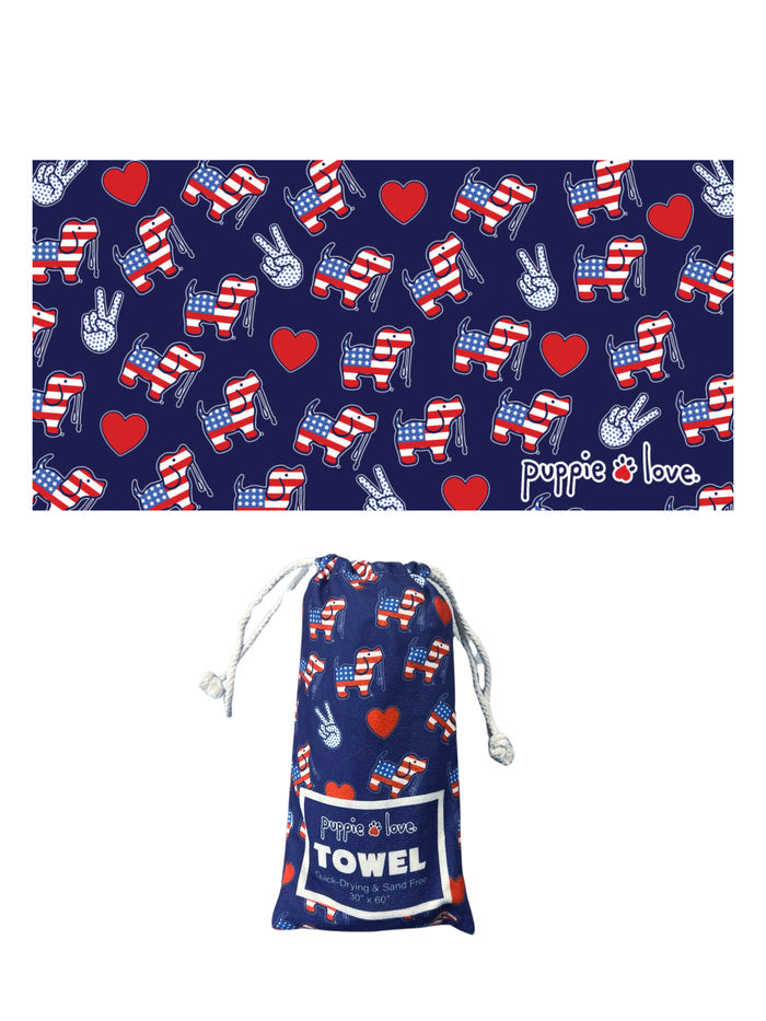 PEACE, LOVE, PUPPIES TOWEL 2024 PUPPIE LOVE