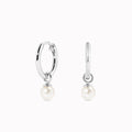 Silver pearl huggie earrings