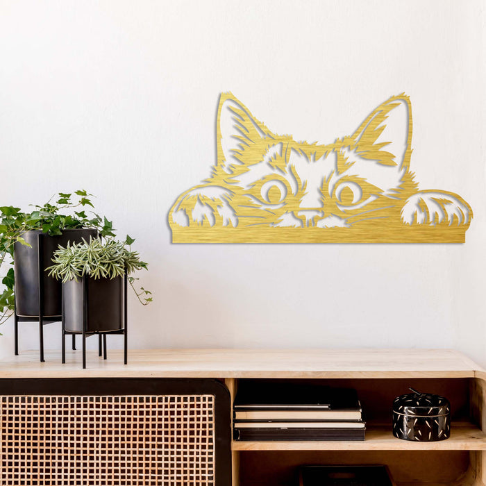 Peeking Cat - Metal Wall Art - MetalPlex