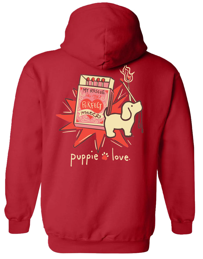 PERFECT MATCH PUP, ADULT HOODIE PUPPIE LOVE