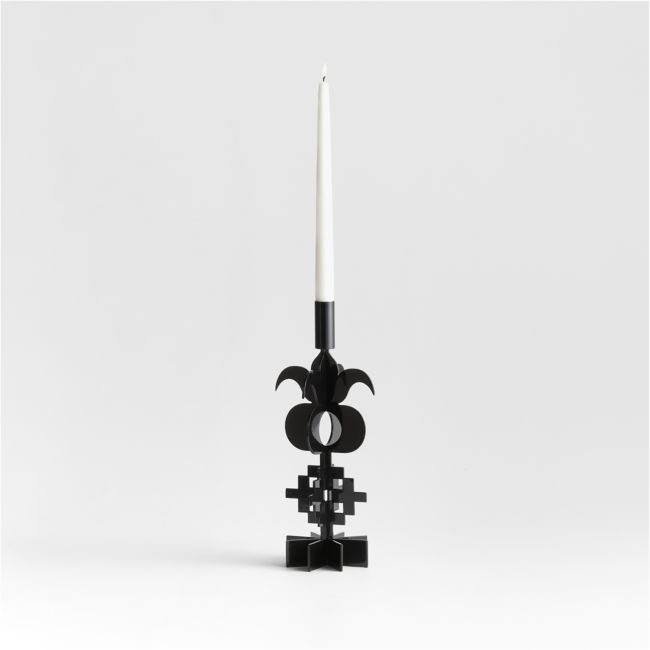 Picado Small Black Metal Taper Candle Holder 13" by Lucia Eames