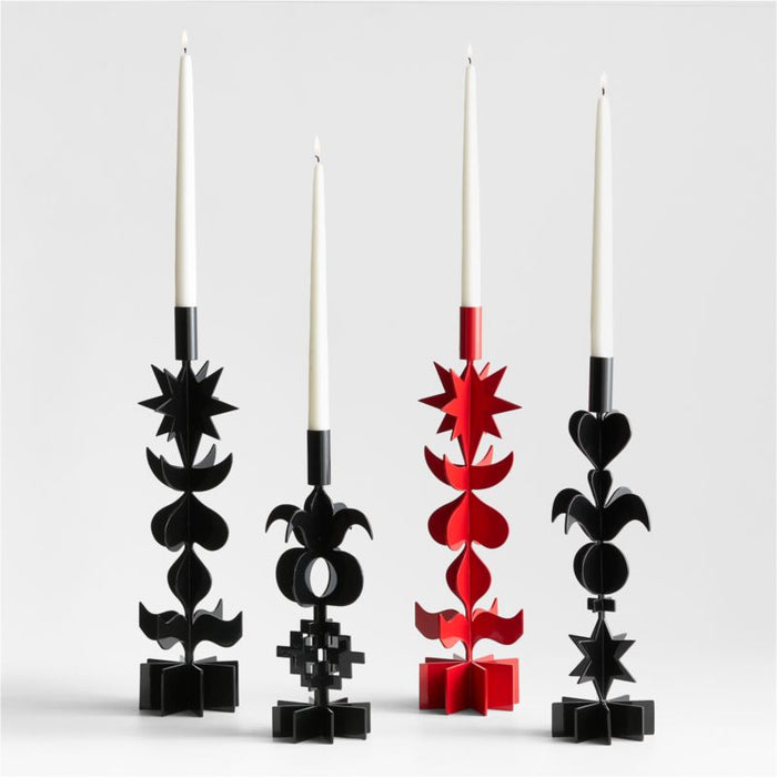 Picado Small Black Metal Taper Candle Holder 13" by Lucia Eames