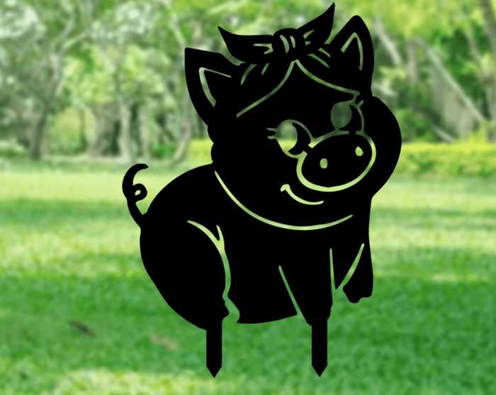 Piggy Garden Stakes - Metal Art - MetalPlex