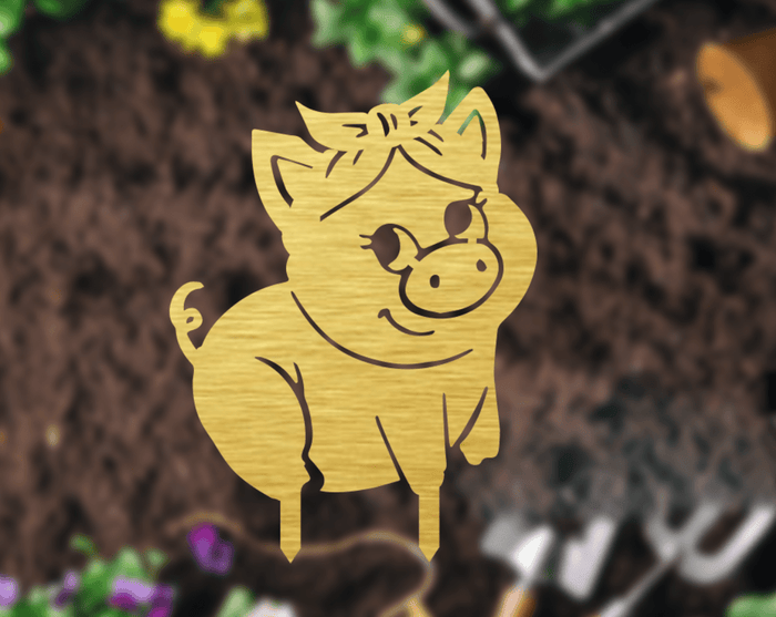 Piggy Garden Stakes - Metal Art - MetalPlex
