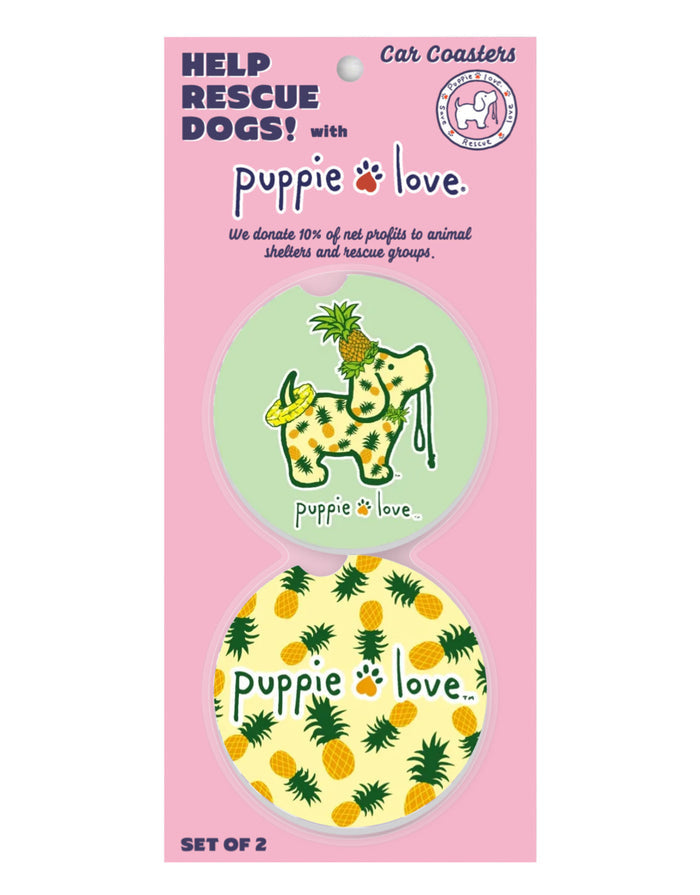 PINEAPPLE PUP CAR COASTER PUPPIE LOVE