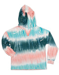 PINK/TURQUOISE STRIPED TIE DYE LOUNGE HOODIE PUPPIE LOVE