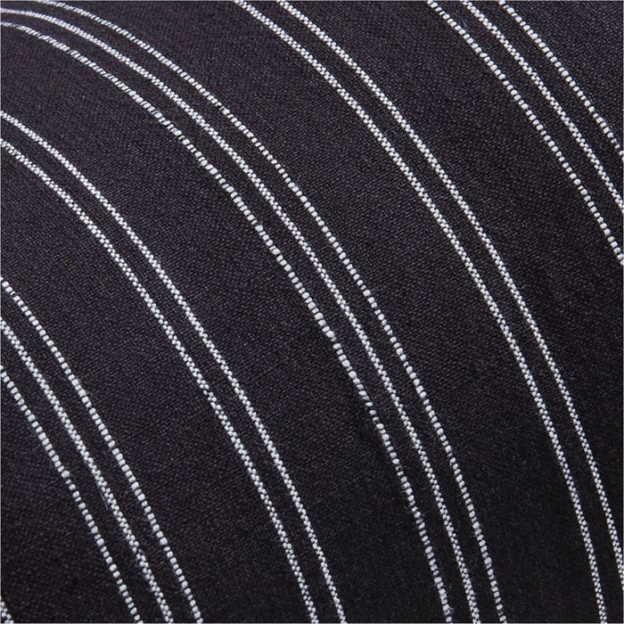 Portofino Cotton Striped Bolster 16"x8" Ink Black Throw Pillow