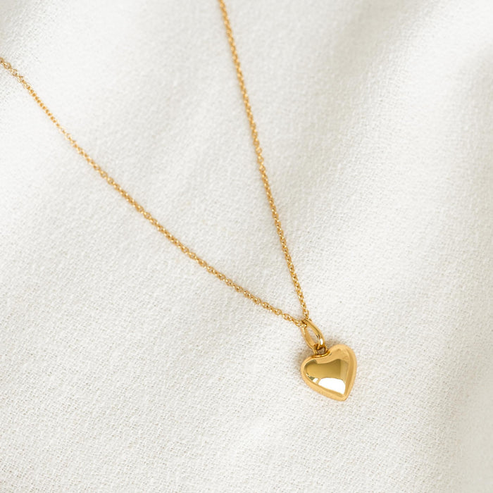 Gold vermeil necklace with a puffy heart pendant