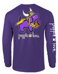 PURPLE AND GOLD MASCOT PUP, ADULT LS PUPPIE LOVE