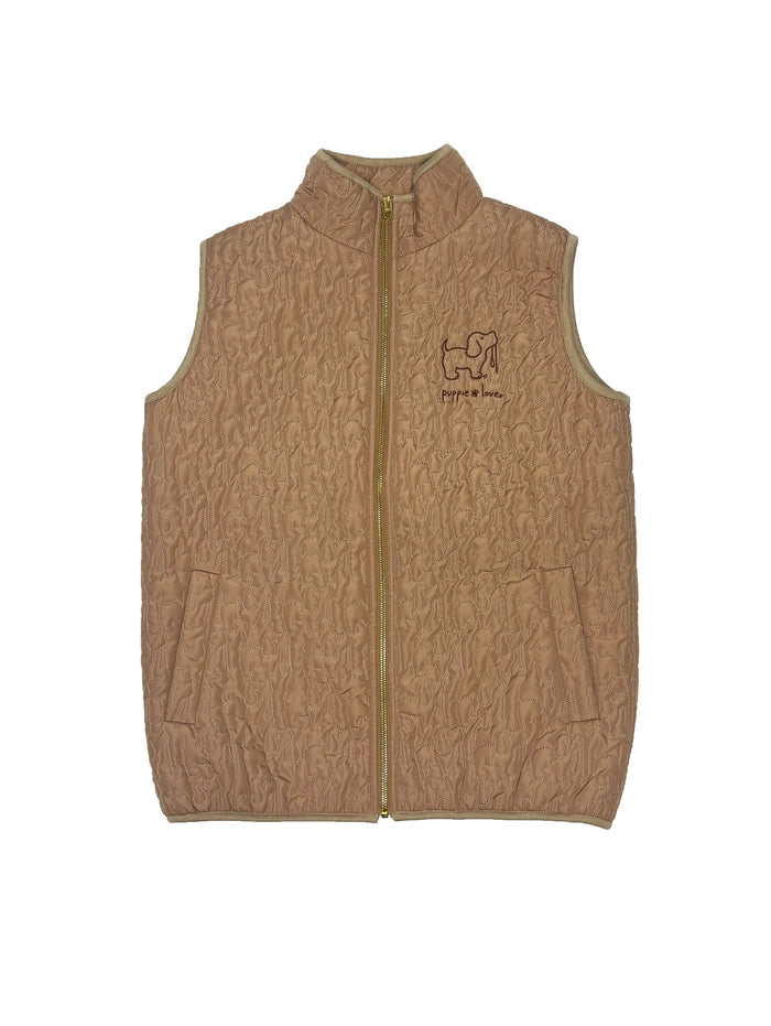 QUILTED VEST, CAMEL SUPER SALE PUPPIE LOVE