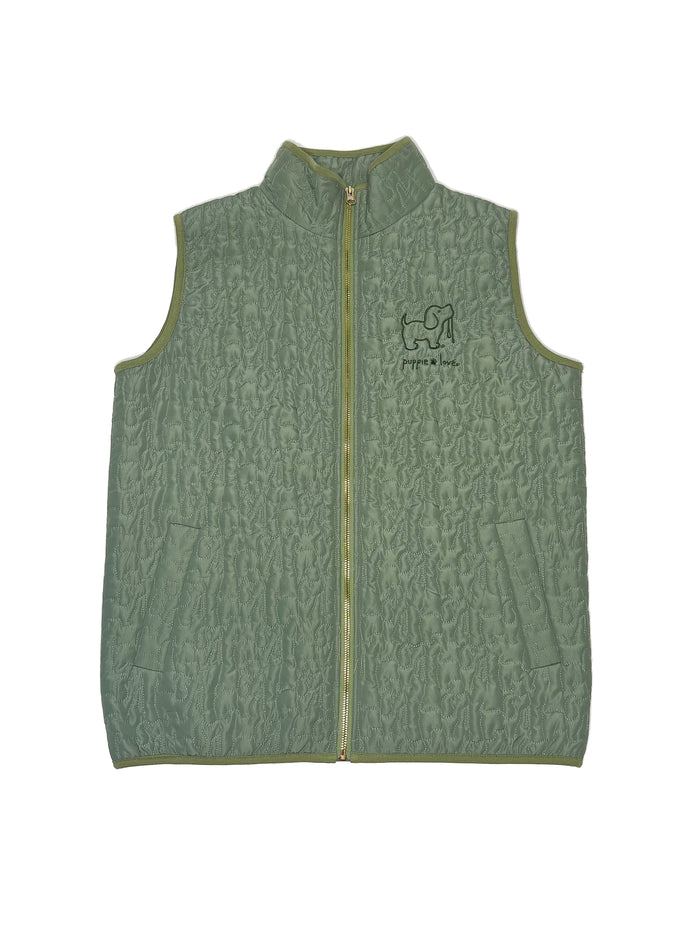 QUILTED VEST, OLIVE SUPER SALE PUPPIE LOVE