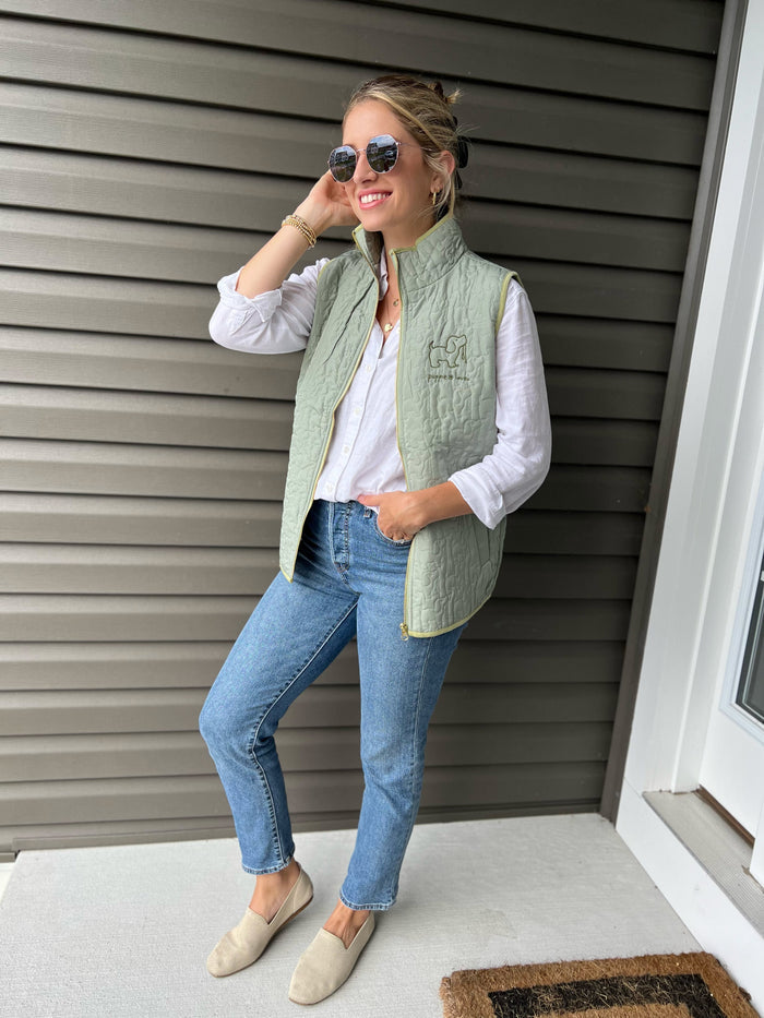 QUILTED VEST, OLIVE SUPER SALE PUPPIE LOVE