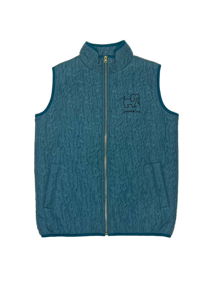 QUILTED VEST, TEAL SUPER SALE PUPPIE LOVE