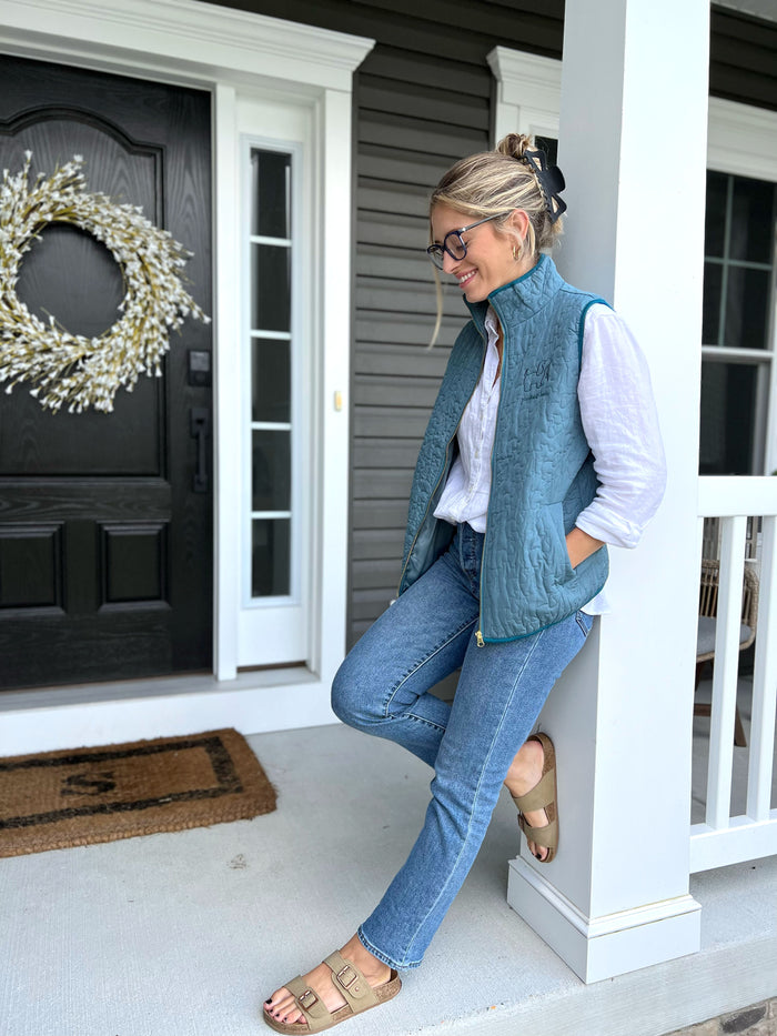 QUILTED VEST, TEAL SUPER SALE PUPPIE LOVE