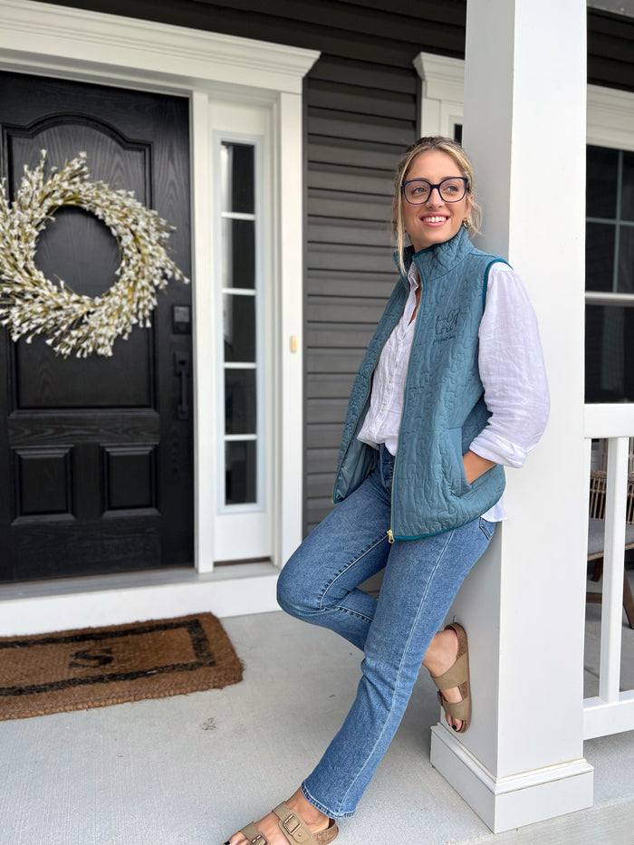 QUILTED VEST, TEAL SUPER SALE PUPPIE LOVE
