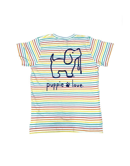 RAINBOW STRIPE LOGO PUP, YOUTH SS PUPPIE LOVE