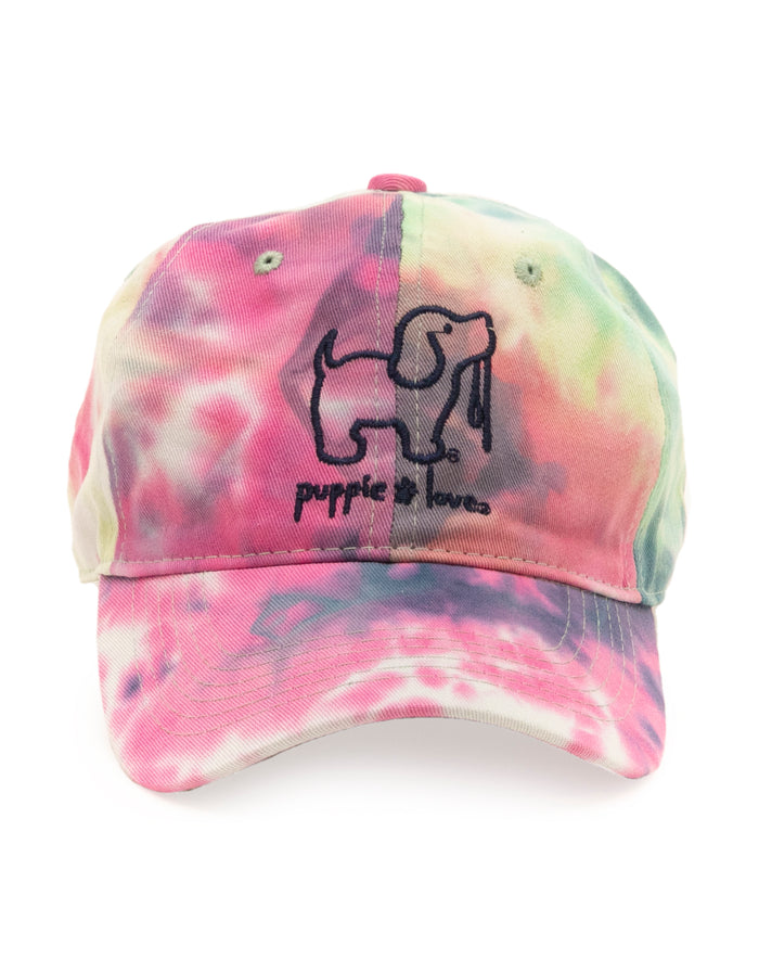 RAINBOW TIE DYE BASEBALL HAT PUPPIE LOVE
