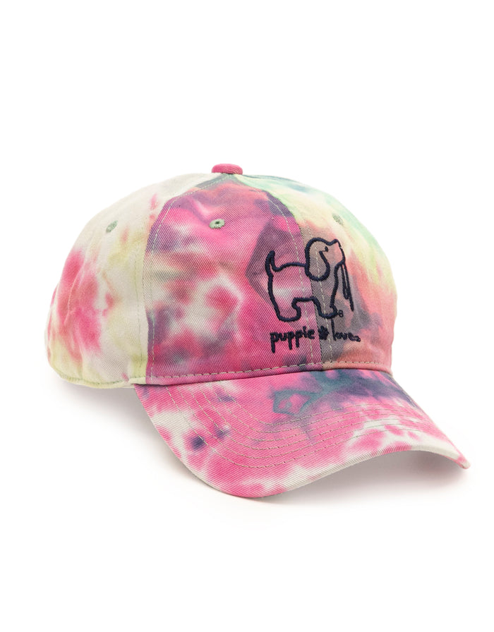RAINBOW TIE DYE BASEBALL HAT PUPPIE LOVE