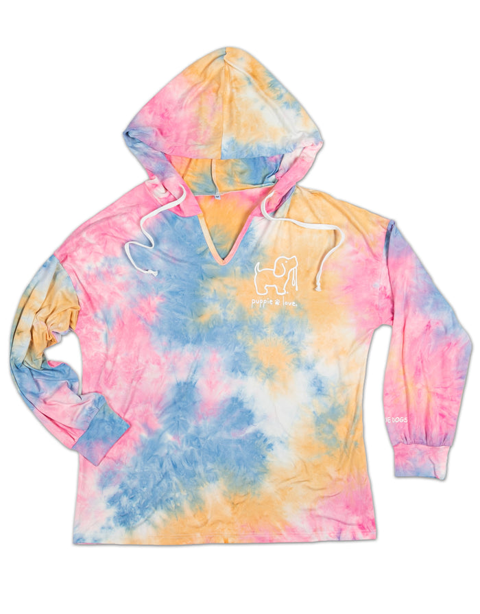 RAINBOW TIE DYE LOUNGE HOODIE PUPPIE LOVE
