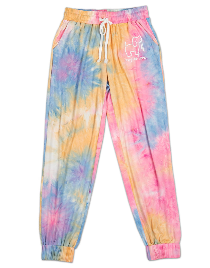 RAINBOW TIE DYE LOUNGE PANTS PUPPIE LOVE