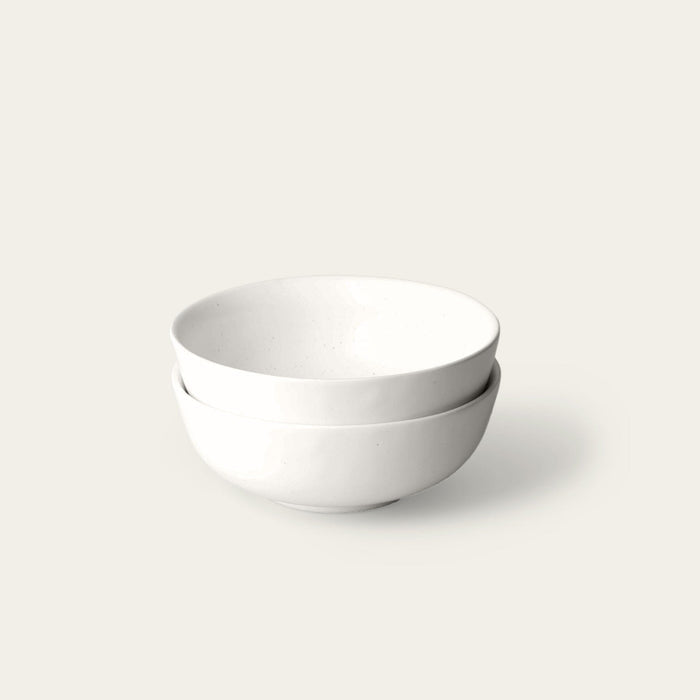 Ramen bowls dinnerware by Fable Home, shown in a speckledwhite finish. – #speckledwhite