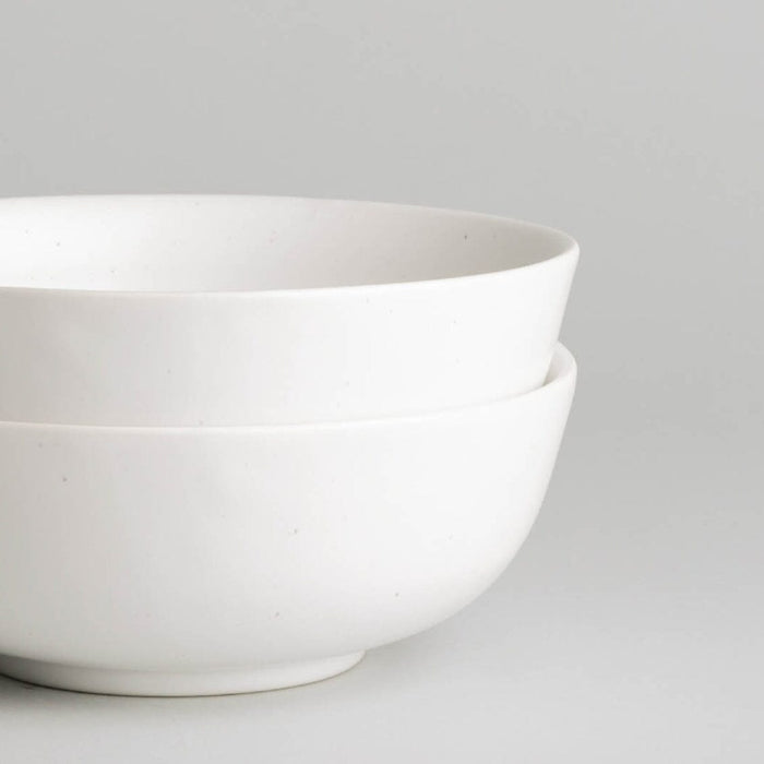 Ramen bowls dinnerware by Fable Home, shown in a speckledwhite finish. – #speckledwhite